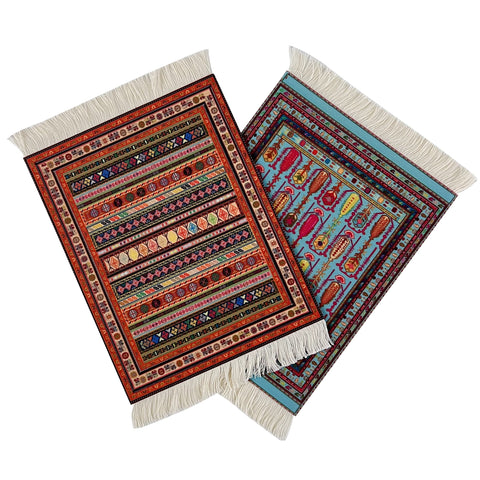kotoyas Rug Mouse Pad, 2 Pack Woven Rug Bohemian Style Carpet Mouse Pad for Table DÃ©cor