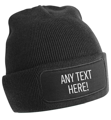 Flox Creative Adults Beanie Hat in Black Any Text Here