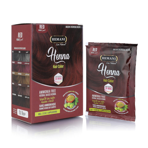 HEMANI Hair Henna Color 2.12 OZ (60g) 6 Applications, Colors in 20 Minutes - Ammonia Free - Herbal Based Henna (Red)