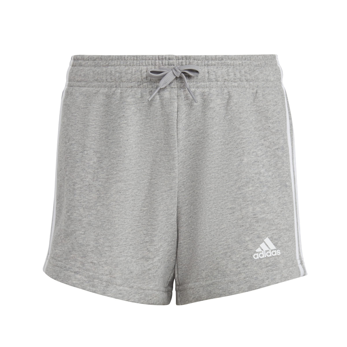 adidas Girl's Essentials 3-Stripes Shorts, Medium Grey Heather/White, 11-12 Years