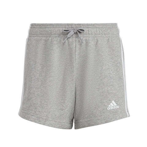 adidas Girl's Essentials 3-Stripes Shorts, Medium Grey Heather/White, 11-12 Years