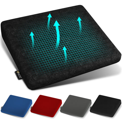 iMedic Wedge Memory Foam Seat Cushion - 1x Car Seat Cushion for Posture Correction & Height Boost - Car Seat Cushions for Driving - Seat Cushion for Office Chair - Anti Slip Bottom - Black Plush
