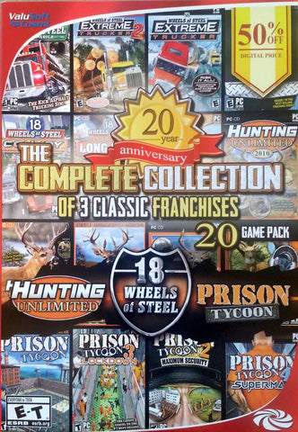 Complete Franchise Collection: Hunting Unlimited, 18 Wheels of Steel, Prison Tycoon - 20 Games