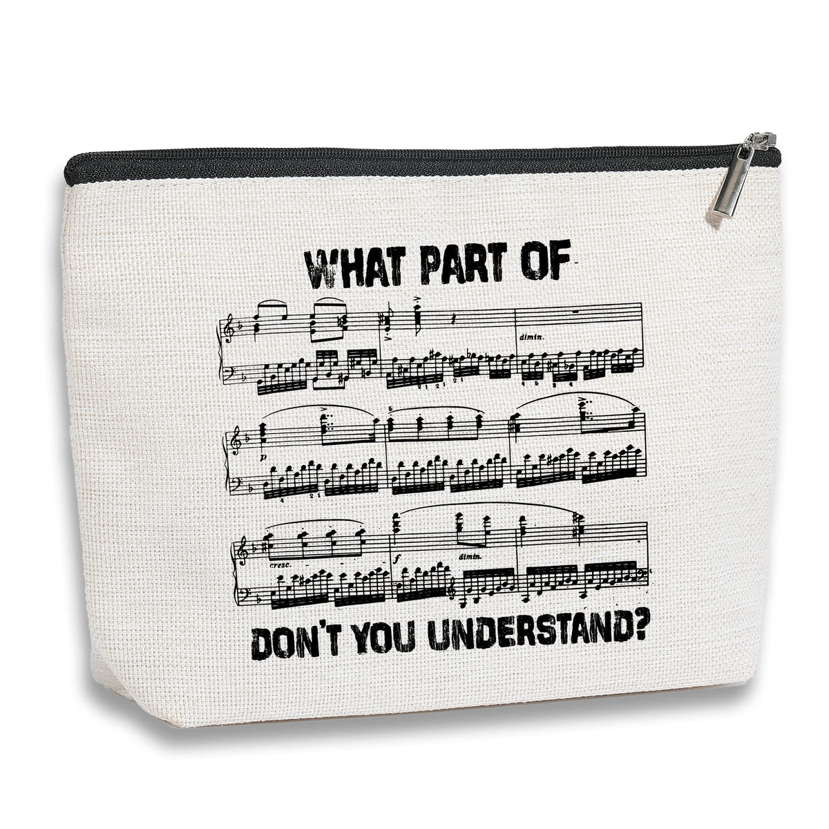 Music Teacher Gifts, Funny Music Cosmetic Bag, Teacher Appreciation Gifts, Teachers Day Gifts, Travel Toiletry Makeup Organizer Zipper Pouch - What Part Don't You Understand, Beige