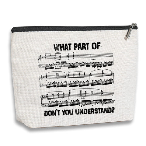 Music Teacher Gifts, Funny Music Cosmetic Bag, Teacher Appreciation Gifts, Teachers Day Gifts, Travel Toiletry Makeup Organizer Zipper Pouch - What Part Don't You Understand, Beige
