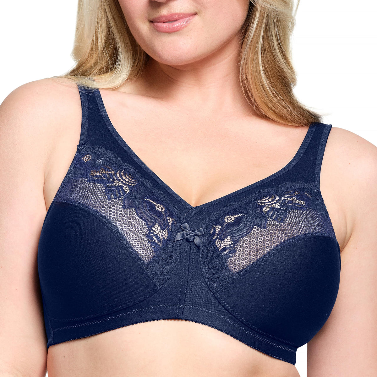 Glamorise Full Figure Plus Size MagicLift Minimizer Bra Wirefree #1003 Blue
