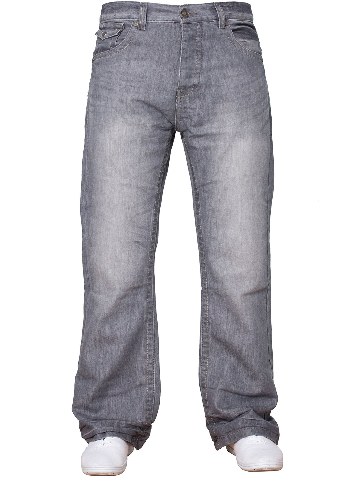 APT Mens Basic Blue Bootcut Wide Leg Flared Work Casual Jeans Big Sizes Grey 34 W X30