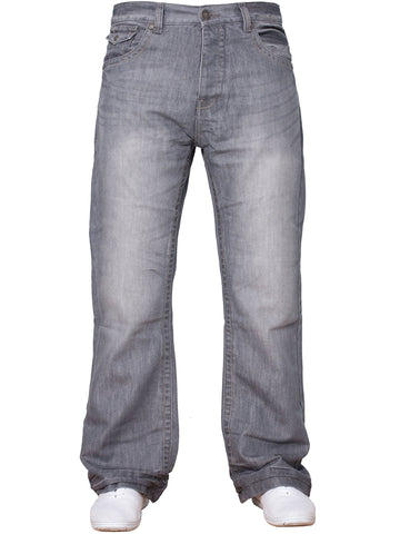 APT Mens Basic Blue Bootcut Wide Leg Flared Work Casual Jeans Big Sizes Grey 34 W X30