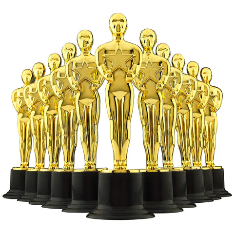 Bedwina 6" Gold Awards Trophy - Pack of 12 Bulk Golden Oscar Trophy Statues Party Award Trophy, Party Decorations and Appreciation Gifts