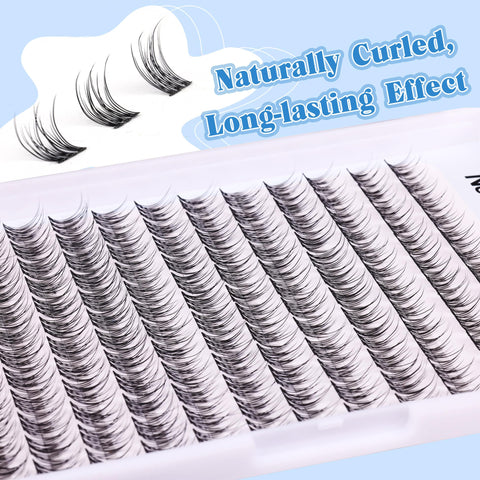 Natural Lash Clusters DIY Eyelash Extension Wispy 144 Pcs Individual Cluster Lashes Extension at Home C Curl 9-11MM Eyelash Cluster Faux Mink False Lashes by Newcally