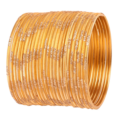 Touchstone Indian Bollywood Fresh Fashion Trend Setter Beautifully Engraved Work Scintillating Rhinestone Golden Color Designer Jewelry Adorable Bracelets Bangle. Set Of 24.For Women.