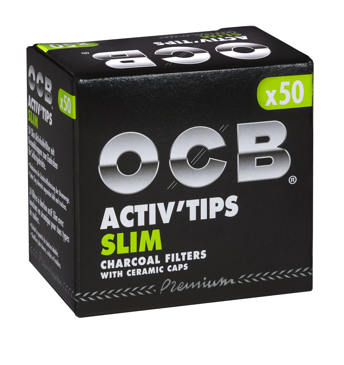 OCB ActivTips Slim 7 mm Activated Carbon Filter with Ceramic Caps 6 x 50 Pieces