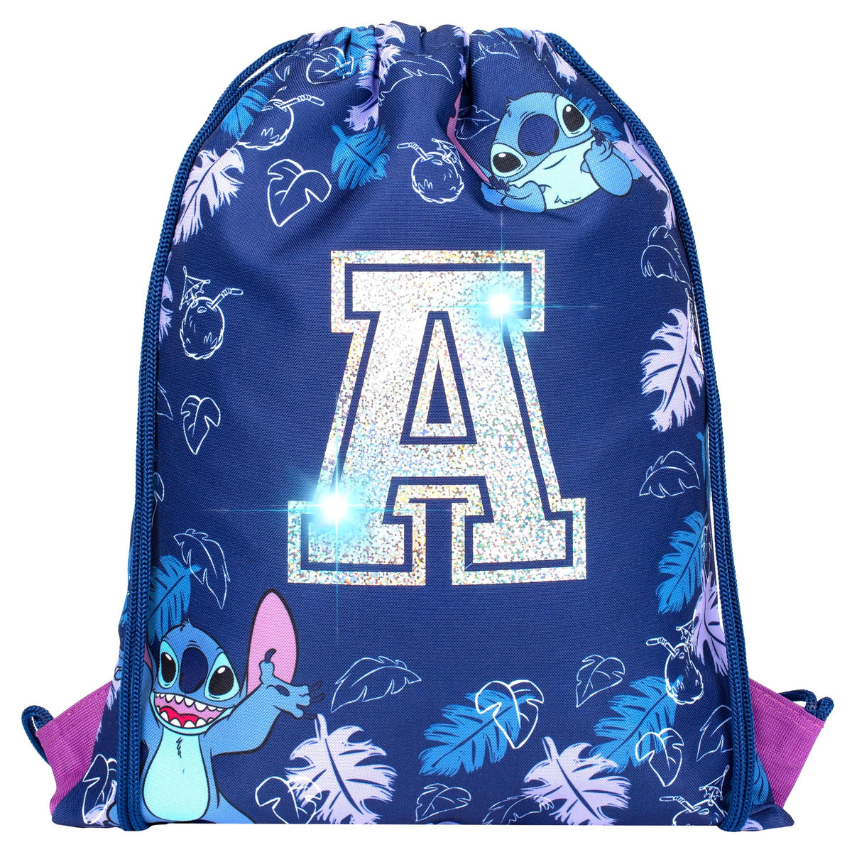 Disney Stitch Personalised Drawstring Bag for Kids PE Bag - Kids School Bag - Personalised Gift For Girls - Swimming Bag For Girls Purple