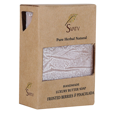 SVATV Handcrafted Soap with natural, soothing herbs of FROSTED BARRIES & PINNACOLADA I Traditional Ayurvedic Herbal Soap for all skin type - 125g