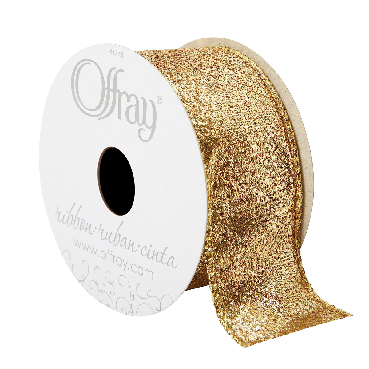 CSS Industries, Inc. Metallic Glitters Decorative Ribbon, 9-Foot Spool, Gold