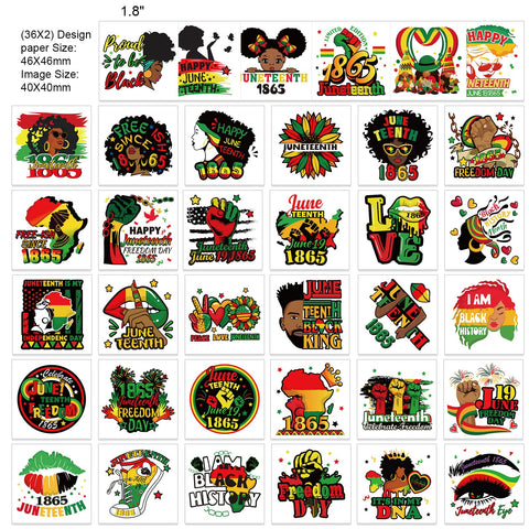 HOWAF Happy Juneteenth Temporary Tattoos,72pcs Black History Month Tattoo stickers,Juneteenth 1865 Tattoos for African BHM Festival Independence Day Party Celebrations
