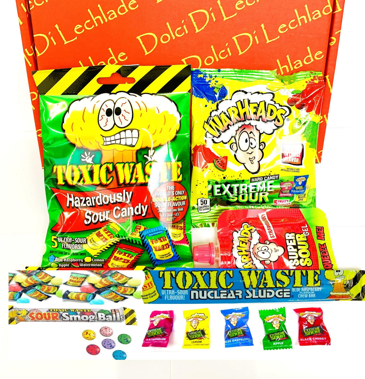 American Sour Sweets Gift Box by Dolci Di Lechlade | Warheads vs Toxic Waste | Mega Sour Sweets Challenge