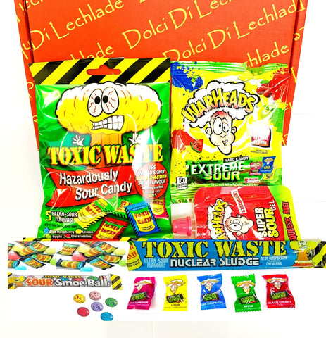 American Sour Sweets Gift Box by Dolci Di Lechlade | Warheads vs Toxic Waste | Mega Sour Sweets Challenge