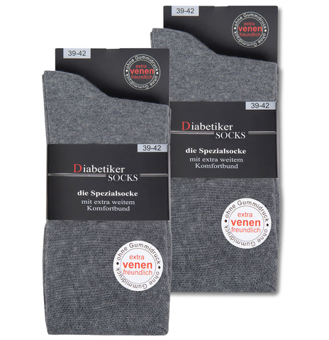 sockenkauf24 6 Pairs Socks with comfortable elastic without rubber & without seam 97% Cotton Women & Men multiple colours (6-8 Grey)