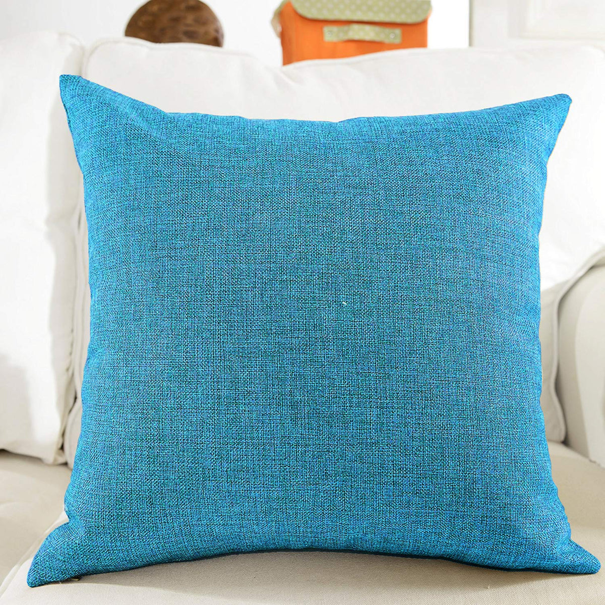 Khooti Jute Cushion Cover, 20x20 (Bondi Blue)(Pack of 2)