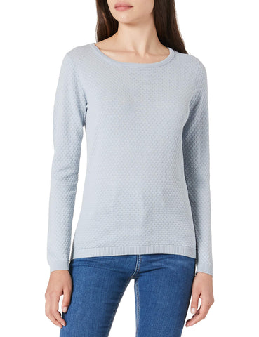VERO MODA Women's Vmcare Structure LS O-Neck Blouse Ganoos Sweater, Blue Fog, M