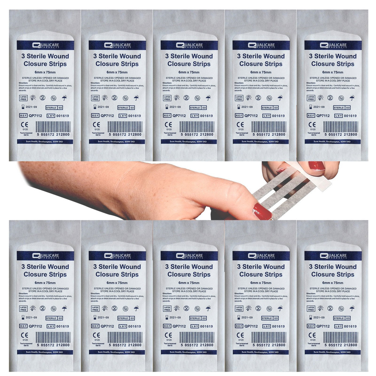 Sterile Deep Wound Closure Strips 6mm Thick First Aid Adhesive Stitches Sutures - 10 Packs