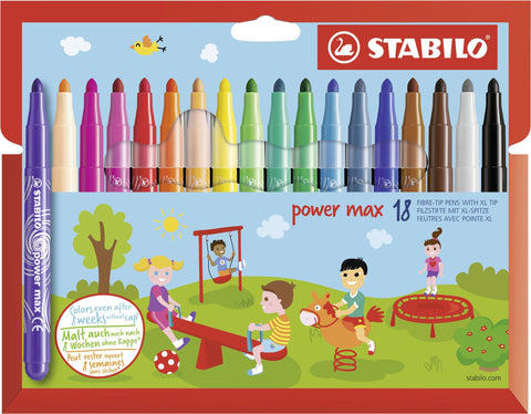 STABILO Extra-Thick Fibre-Tip Pen power max - Pack of 18 - Assorted Colours