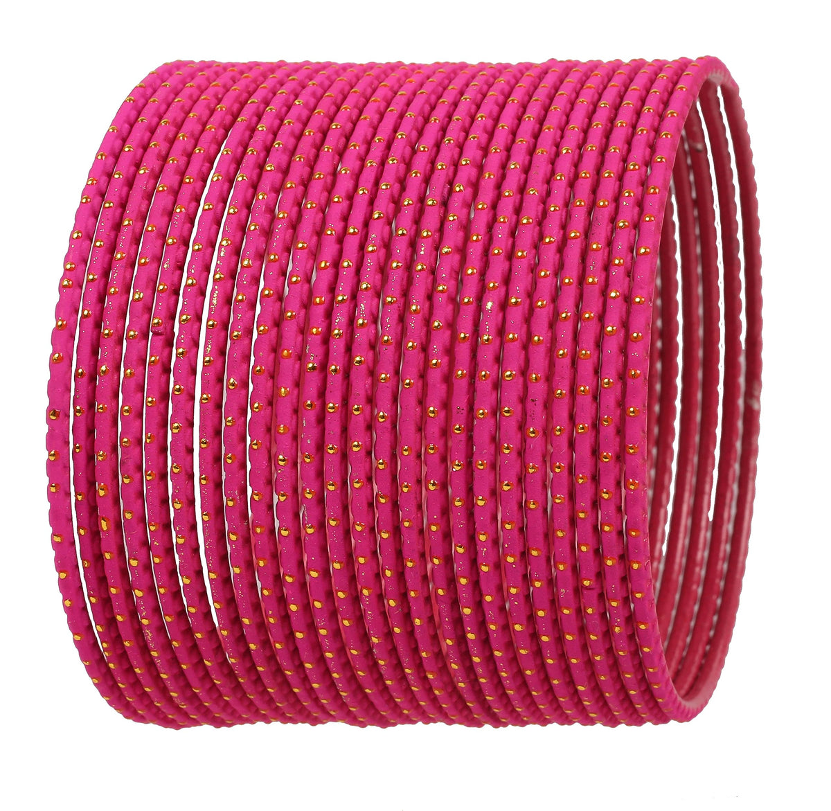 Touchstone New Indian Bollywood Trending Fashion Handcrafted Beautifully Trimmed Edges Textured Pink Color Golden Dots Designer Jewelry Bracelets Bangle. Set of 24 for Women.