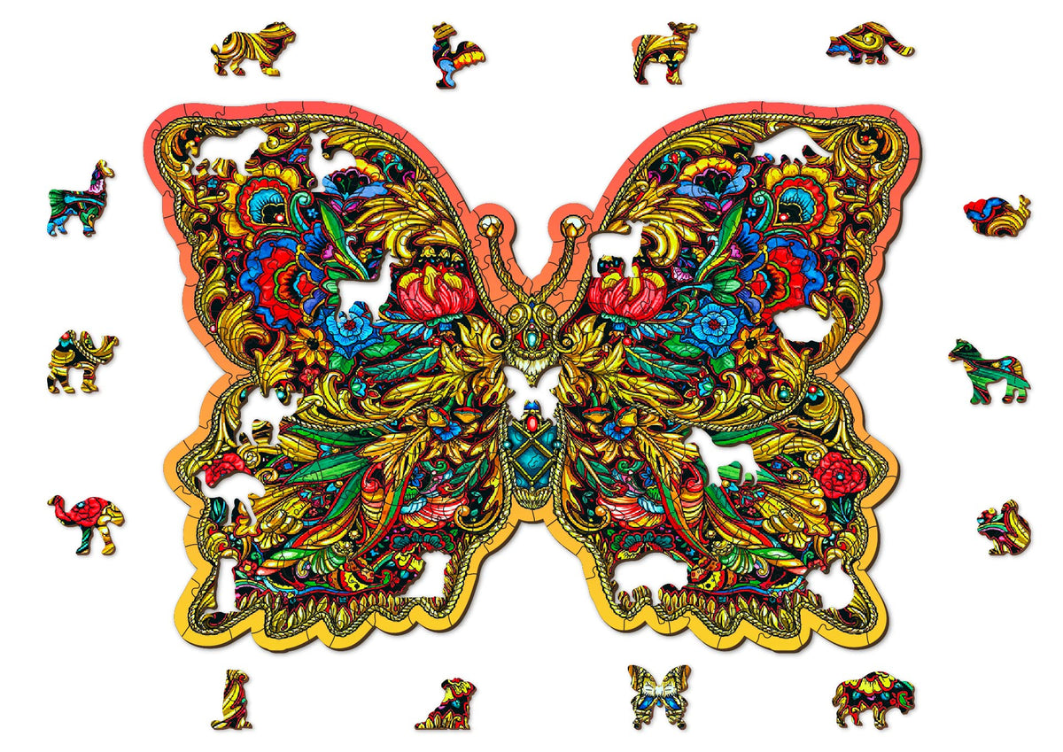 WOODEN.CITY Wooden Puzzle - Royal Wings - 250 Pieces 14.8 x 10 in - Jigsaw Brain Teaser - Family Puzzle for Adults - Unique Wooden Puzzles for Adults