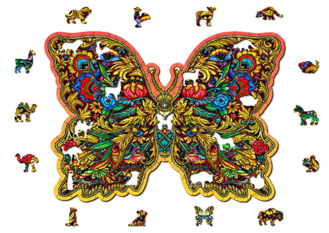WOODEN.CITY Wooden Puzzle - Royal Wings - 250 Pieces 14.8 x 10 in - Jigsaw Brain Teaser - Family Puzzle for Adults - Unique Wooden Puzzles for Adults