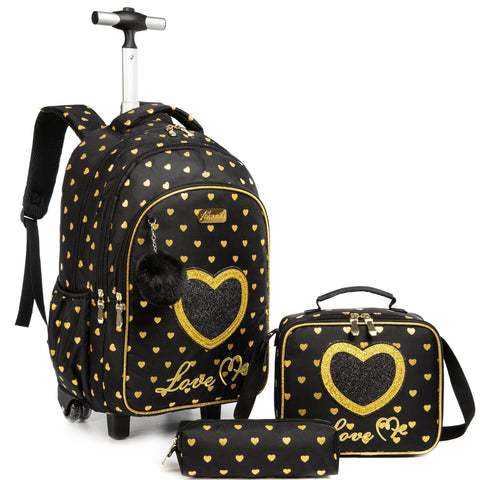 HTgroce School Backpacks with Trolley School Backpack with Wheels for Girls School Trolley School Bags School Backpacks