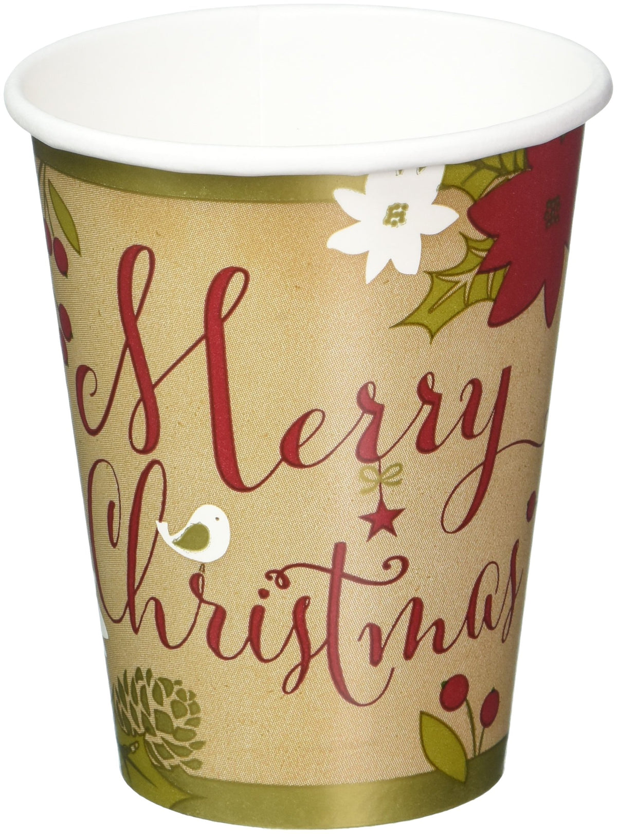 Amscan Merry Little Christmas Paper Cups Disposable Party Drinkware (18 Pieces), Multicolor, 9 oz