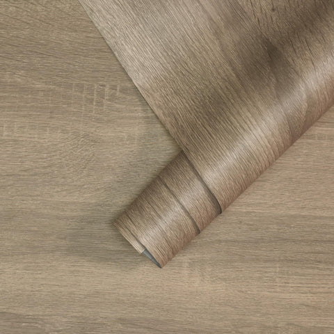 JSEVEM 16"Ã—118" Thick Beige Brown Grey Oak Wood Wallpaper Peel and Stick Self Adhesive Light Brown Gray Oak Wood Contact Paper Matte Texture Wood Wall Sticker for Cabinets Drawers Kitchen Island Table
