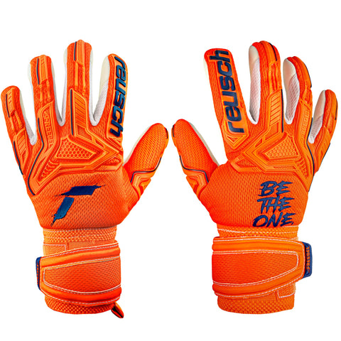 Reusch Children's Unisex Goalkeeper Gloves, Attrakt Freegel Silver Junior, Orange/Blue, 8