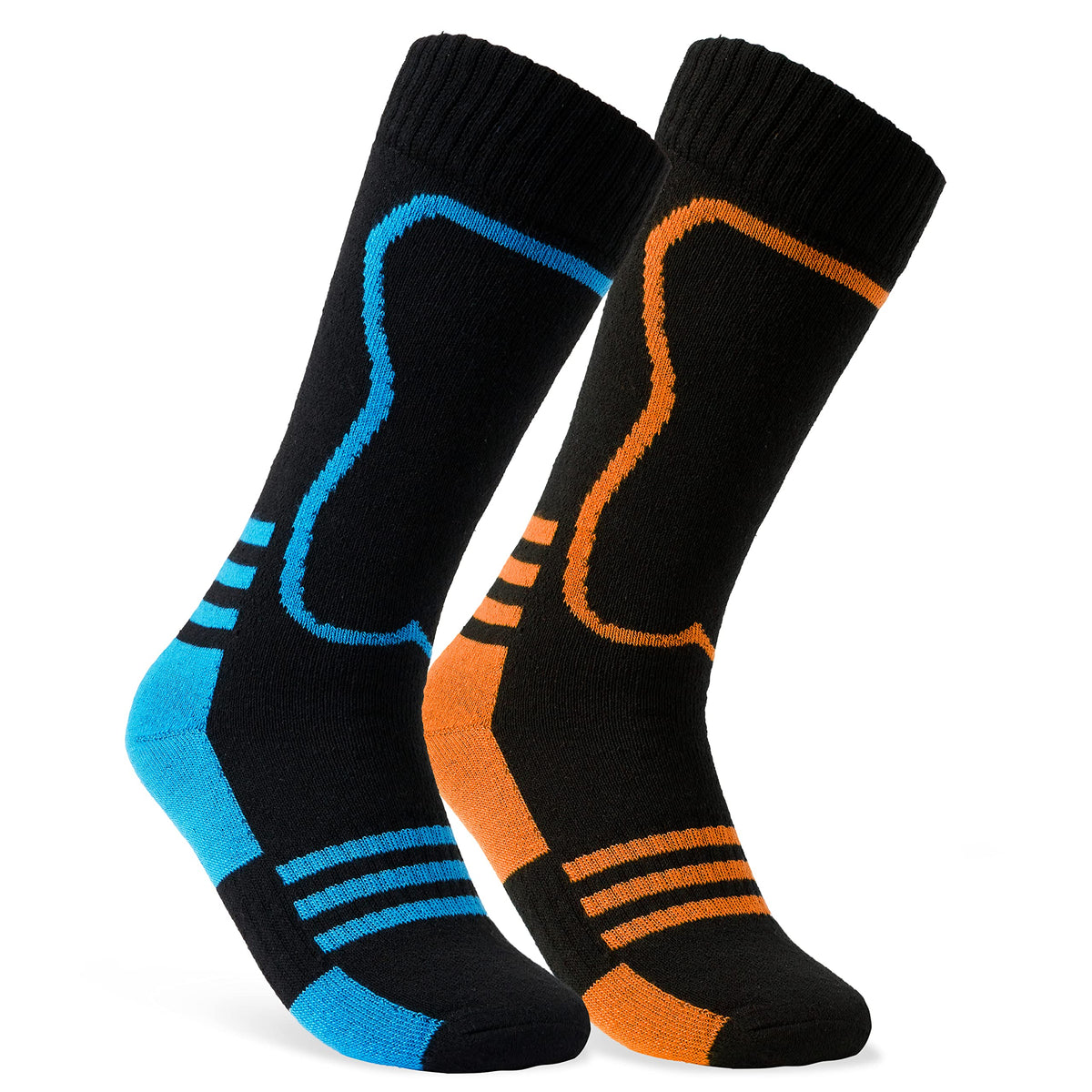 CityComfort Boys Ski Socks Multipack Activewear Warm High Performance Thermal Long Winter Socks for Skiing Snowboarding Hiking Walking Outdoor Activities (Black, 12-3 UK, 6-9 Years)