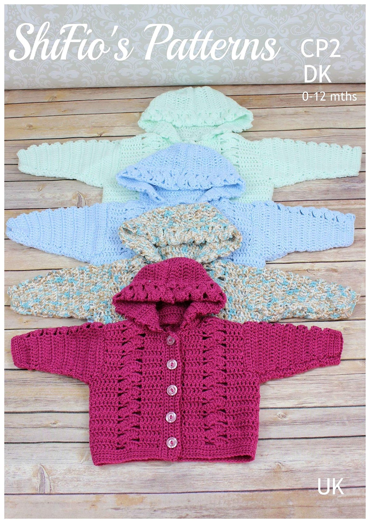 Crochet Pattern for Baby Jacket, Crochet Baby Pattern, Double Knitting, DK, 4 Sizes, 0 to 3mths, 3 to 6mths, 6 to 9mths, 9 to 12mths, UK Terminology, CP2