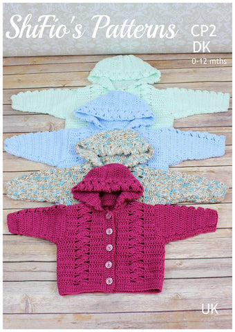 Crochet Pattern for Baby Jacket, Crochet Baby Pattern, Double Knitting, DK, 4 Sizes, 0 to 3mths, 3 to 6mths, 6 to 9mths, 9 to 12mths, UK Terminology, CP2
