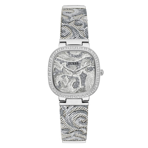 GUESS Women's Quartz Watch with Stainless Steel Strap, Silver, 13.5 (Model: GW0304L1)