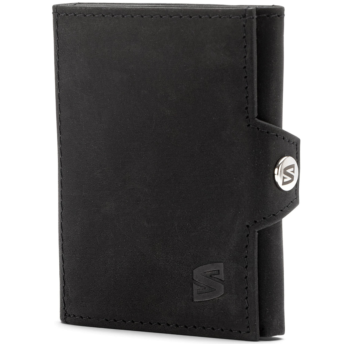 SERASAR Mens Leather Wallet [Smart] Black/White No Coin Pocket - Wallet for Men RFID Wallet Mens Gifts Box Smart Wallet Credit Card Wallet Men Wallet Slim Mens Birthday Gifts Men’s Wallet Boys Wallet