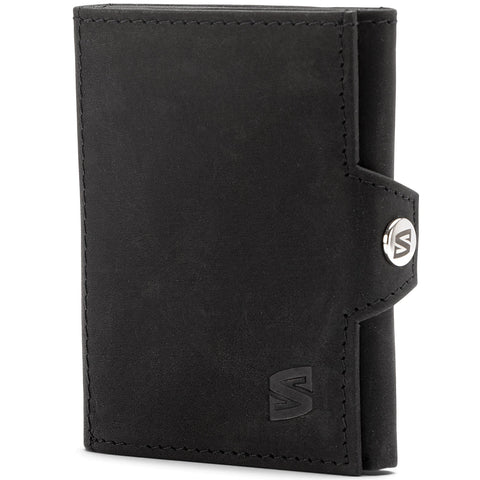 SERASAR Mens Leather Wallet [Smart] Black/White No Coin Pocket - Wallet for Men RFID Wallet Mens Gifts Box Smart Wallet Credit Card Wallet Men Wallet Slim Mens Birthday Gifts Men’s Wallet Boys Wallet