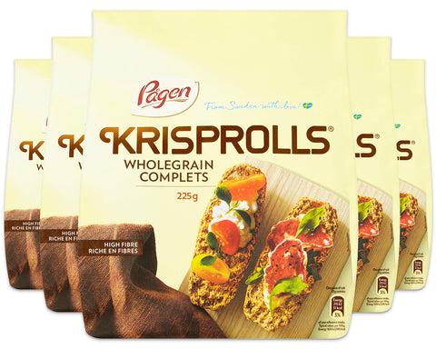 PÃ¥gen Krisprolls Wholegrain | Swedish Toast | Healthy Snack | High Fibre | 5 PACKS of 225 g