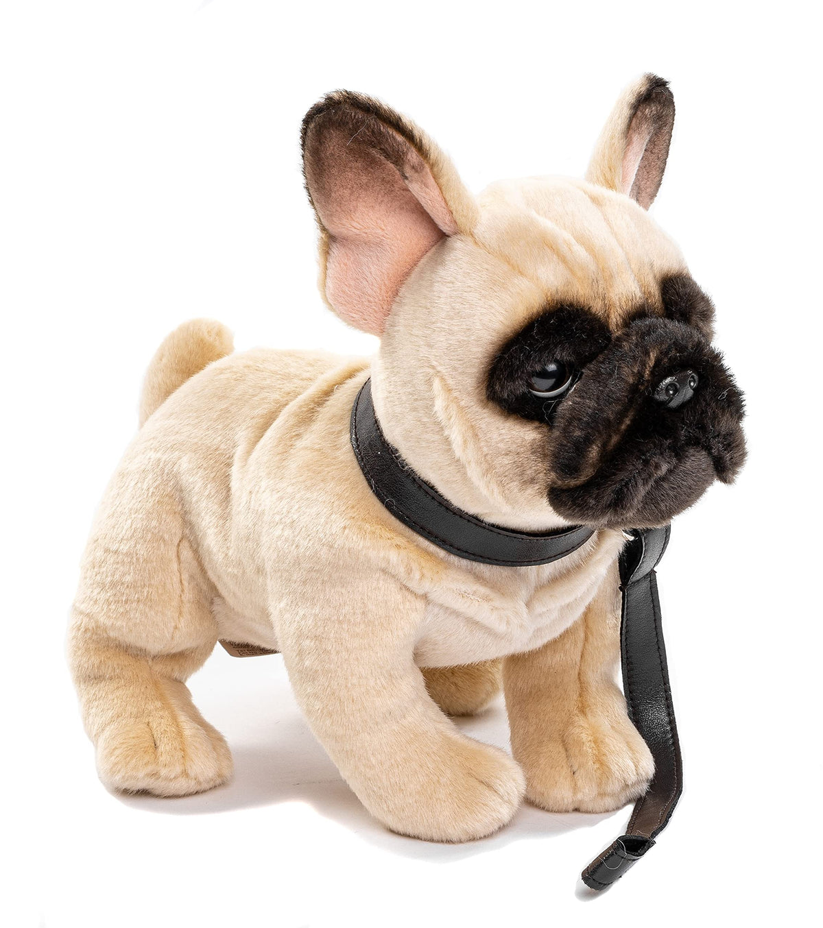 Uni-Toys - French Bulldog (Beige) with Lead - 27 cm (Length) - Plush Dog, Great Dane Pet - Plush Toy, Cuddly Toy