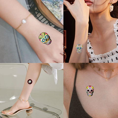 Day of the Dead Sugar Skull Tattoos(156PCS),Halloween Temporary Tattoos Sugar Skull Skeleton Tattoos for kids Boys Girls Halloween Party Favor Supplies
