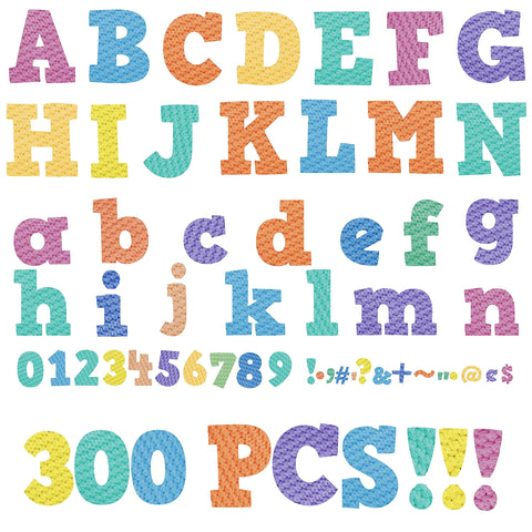 300 PCS Alphabet Combo Set, 4” Block Letters Uppercase/Lowercase Letters, Numbers & Punctuation, Accents Cutouts for Classroom Home School Room Chalkboard Bulletin Board