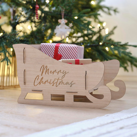 Ginger Ray Christmas Present Wooden Sleigh to Fill Stocking Alternative