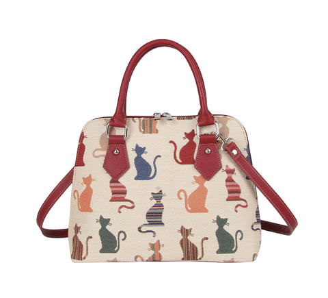 Signare Tapestry Hand Shoulder Bag Cross Body Purses Handbag Satchel Bag for Women In Pet Cat Design | CONV-CHEKY