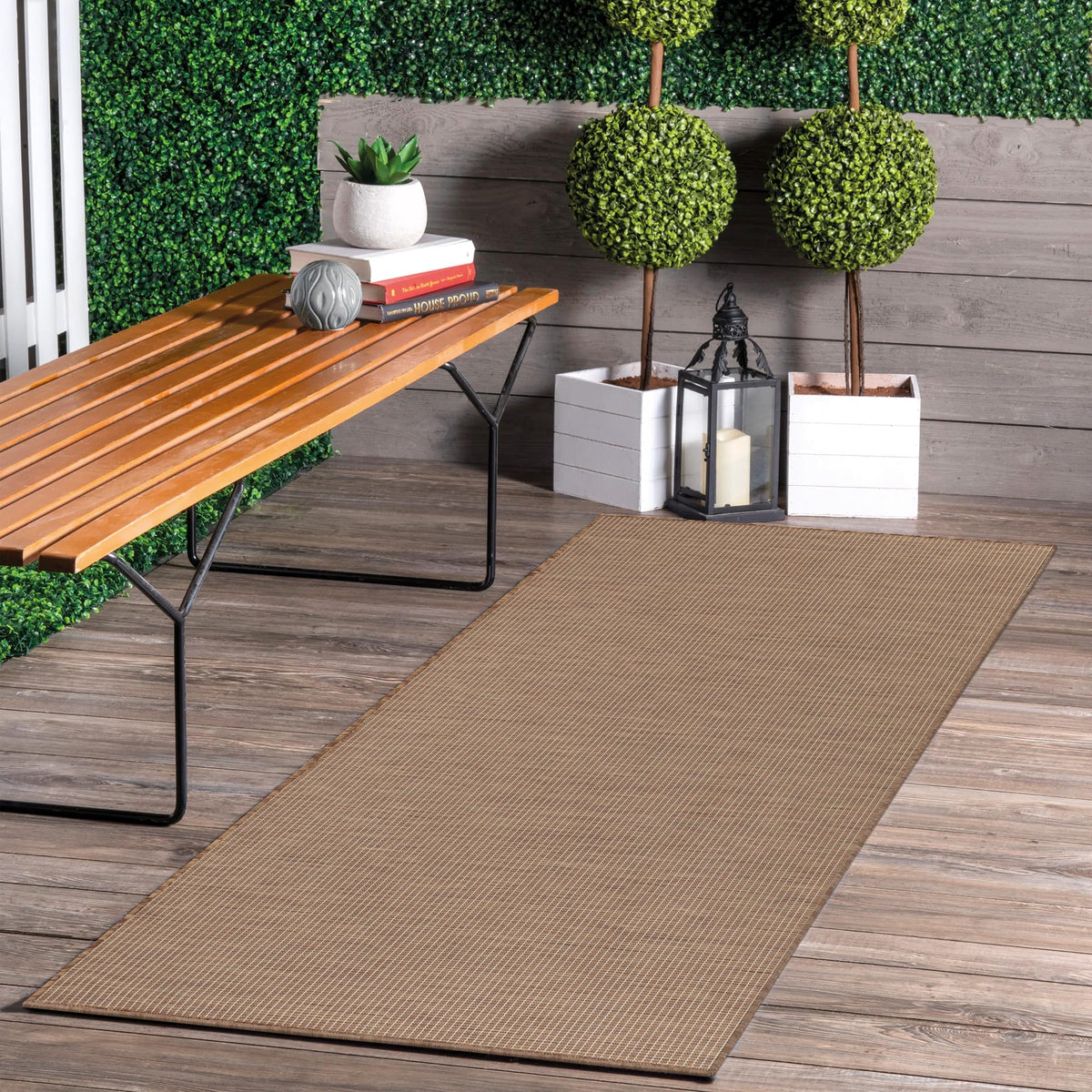 Jimri Indoor and Outdoor Rug - Weatherproof Rug for Balcony, Patio, Garden, Living Room, Kitchen - Durable Floor Rug, Resists UV Rays & Water - Size 60 x 110 cm, Brown/Taupe