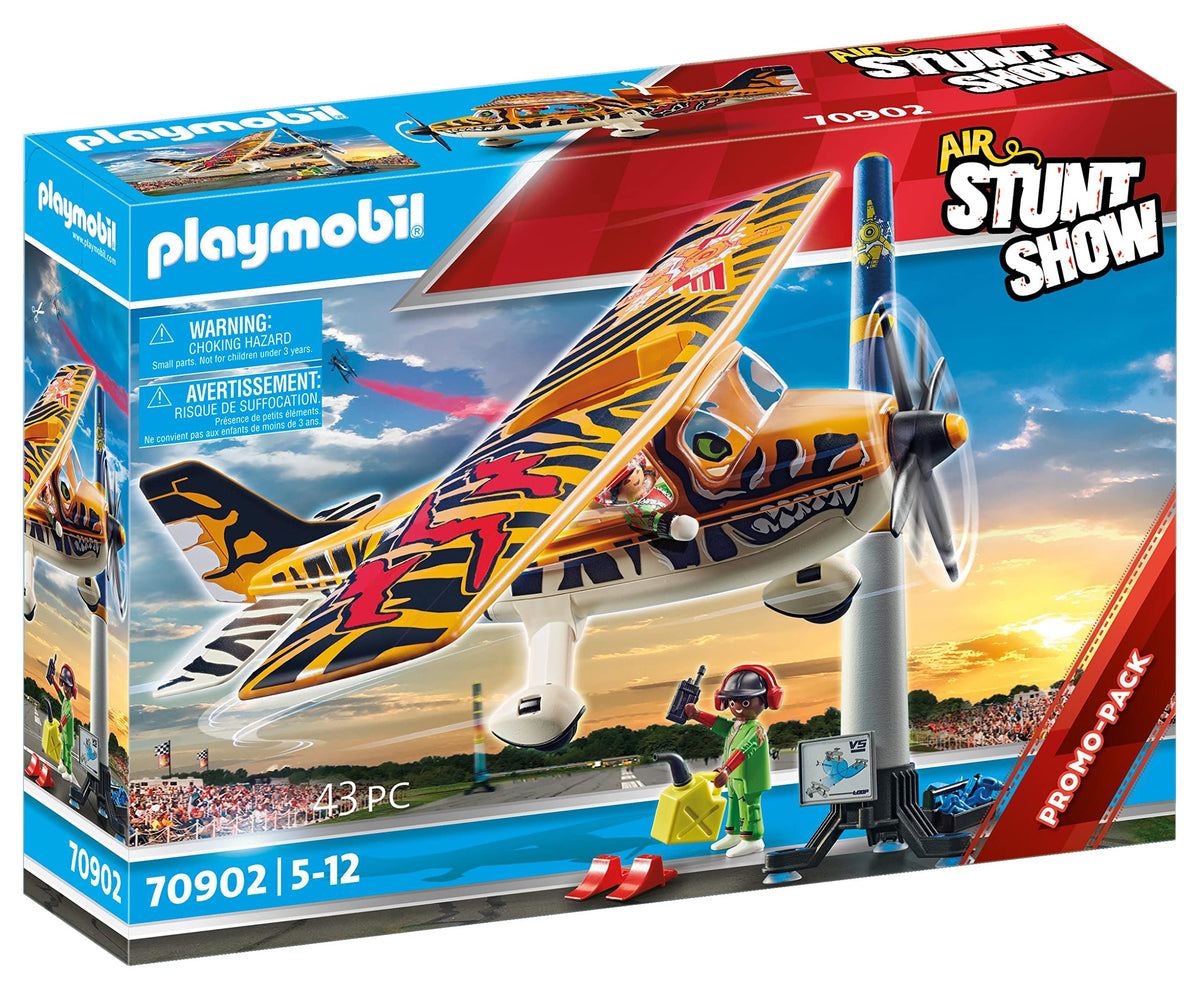 Playmobil 70902 Air Stunt Show Tiger Propeller Plane, Action high-flying toys for boys, Stunt Show toys with propeller plane, great gift from Playmobil