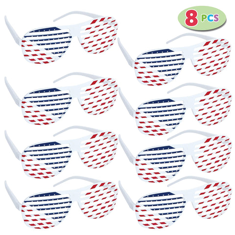 JOYIN 56 Pcs 4th of July Party Favor of 8 Glasses 8 Headbands 8 Necklaces & 32 Tattoo Stickers, Fourth of July Accessories, 4th of July American Flag Decor, July 4th Gift for Kids, Patriotic Party Set