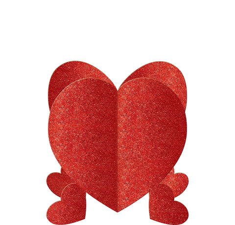 Amscan Spray Valentine Mini Red Glitter 3-D Centerpiece, 5" | Pack of 3